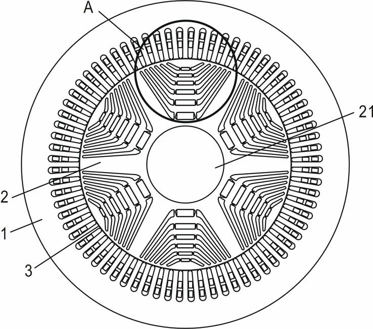 Built-in permanent magnet motor rotor and permanent magnet motor with rotor