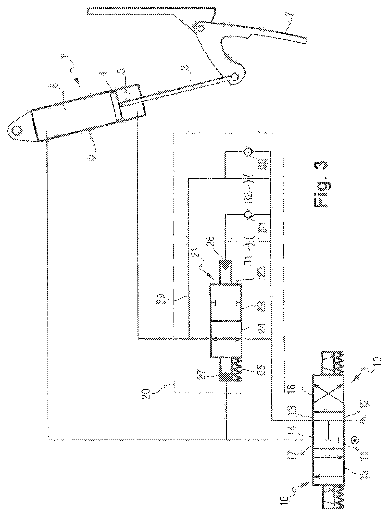 Hydraulic circuit for feeding an actuator, in particular for use in moving a door of an aircraft bay