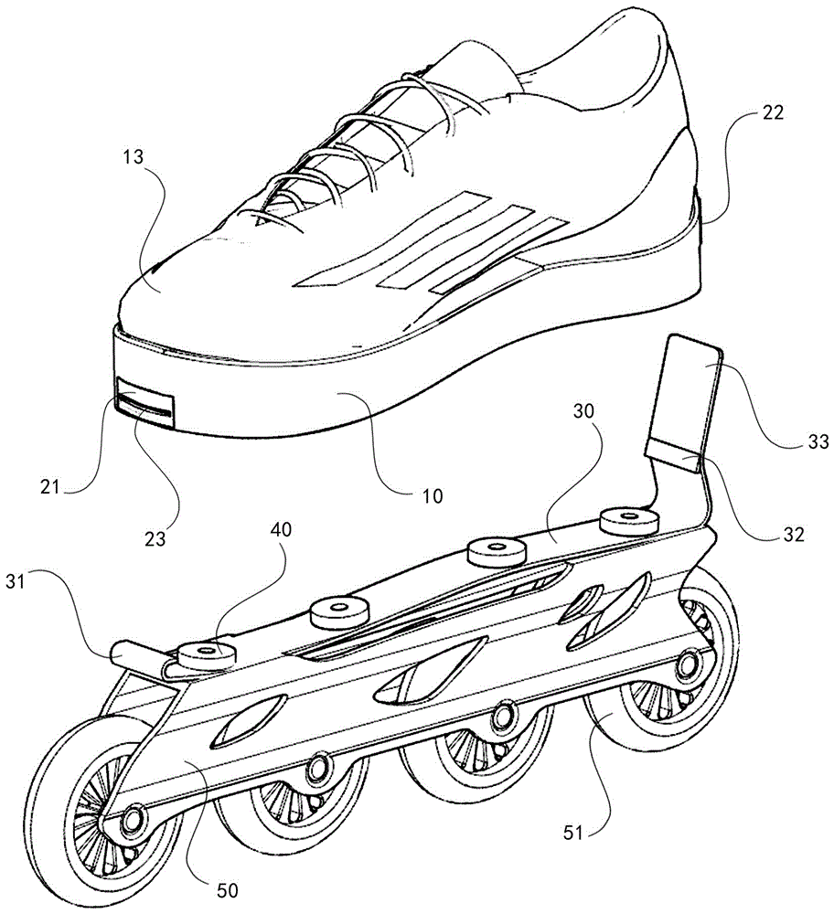 Roller skate and roller skating seat structure convenient in separation and combination as well as using method thereof
