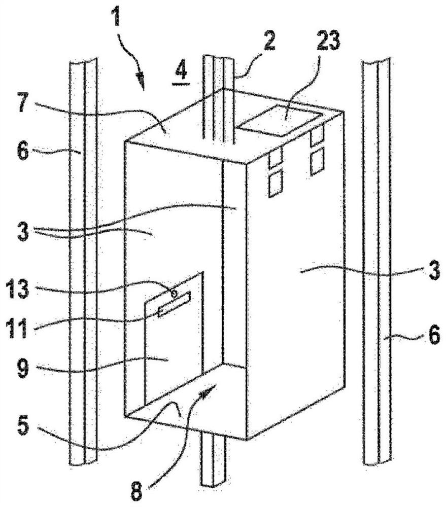 Elevator car with a ladder that can be taken out from the interior space