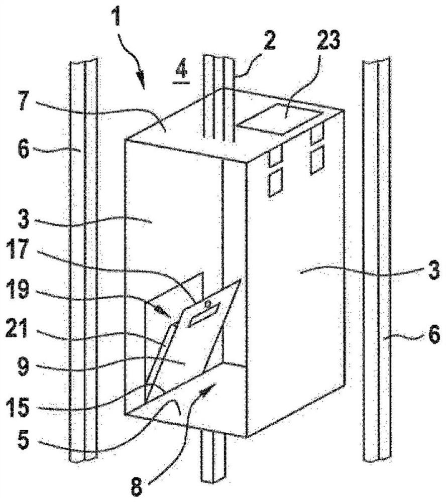 Elevator car with a ladder that can be taken out from the interior space