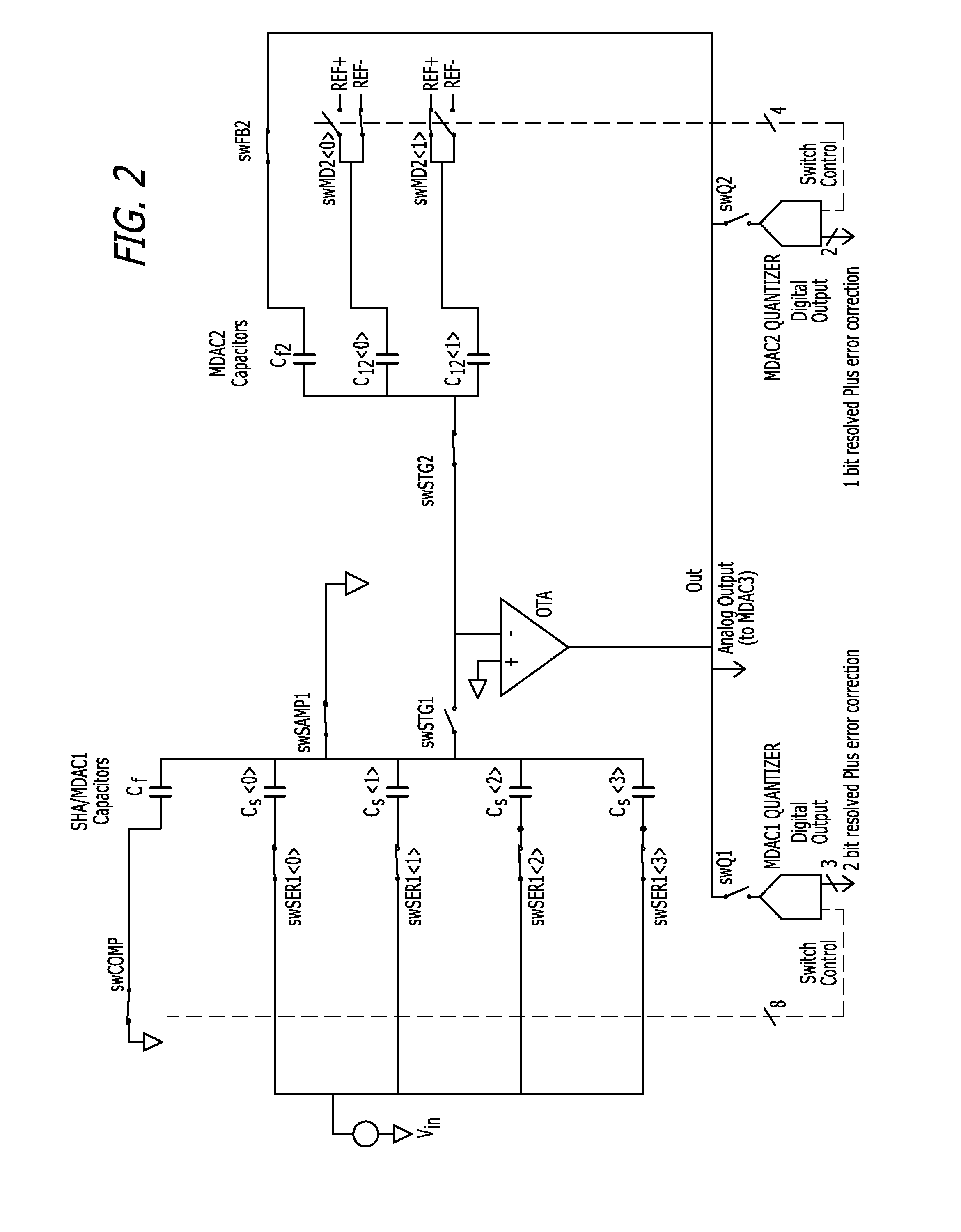 Shared Operational Transconductance Amplifier Pipelined ADC Incorporating a Sample/Hold Amplifier and Multiple MDAC Stages