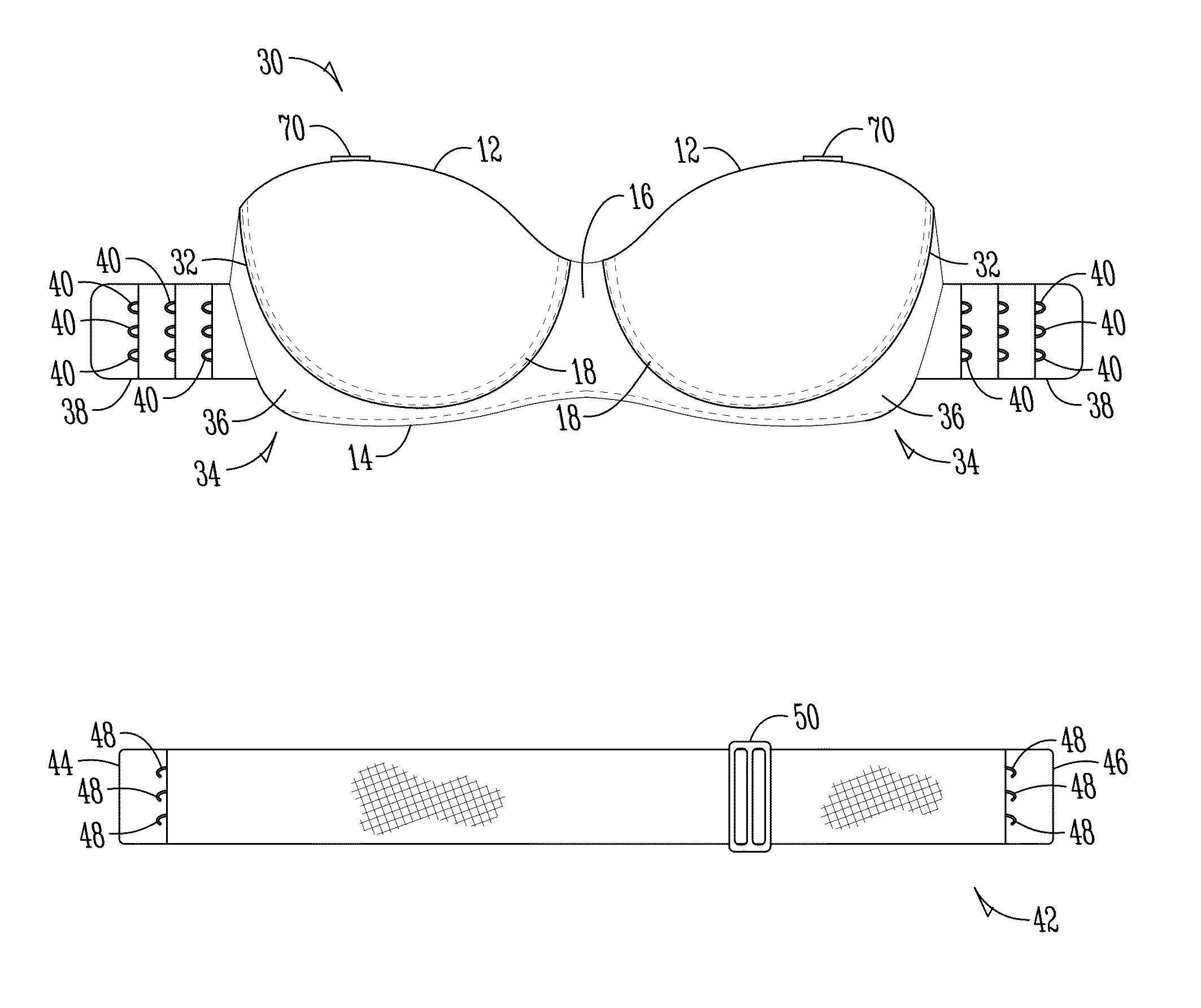 Detachable bra and bra strap assembly and system