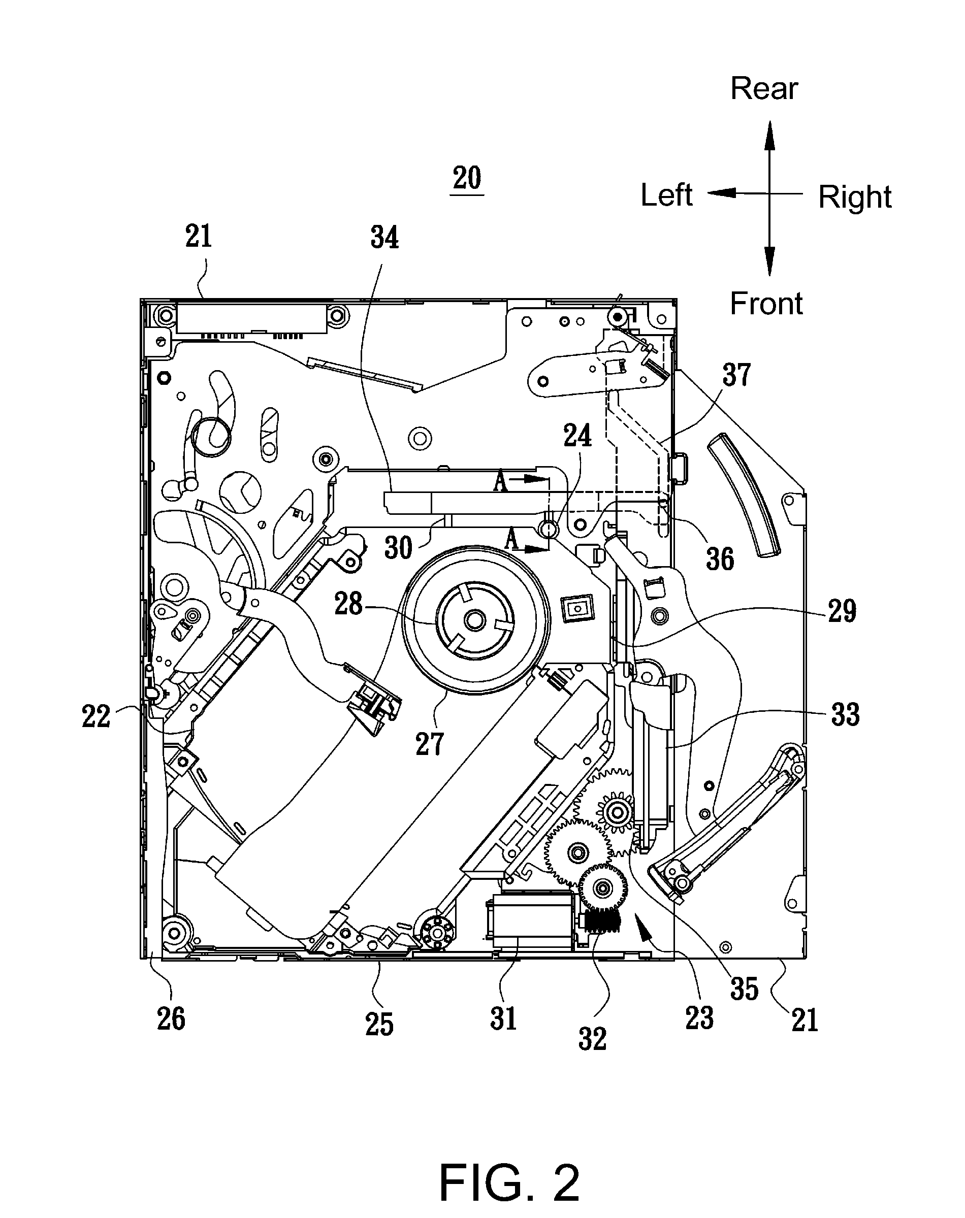 Slot-in optical disk drive with lifting ejection device