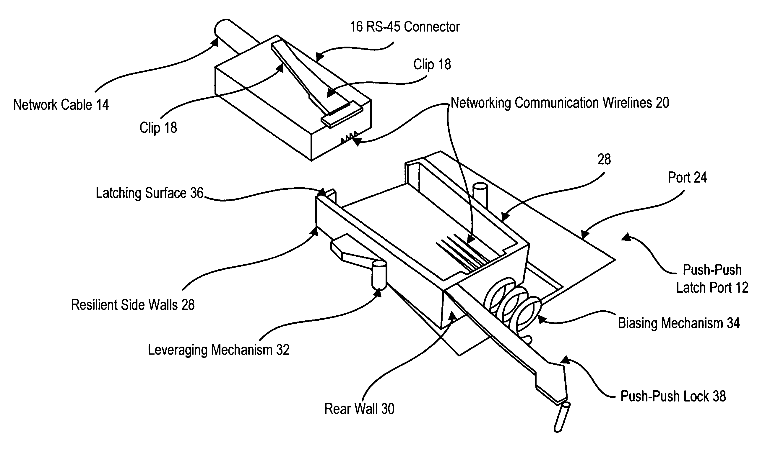 System and method for push-push cable connection