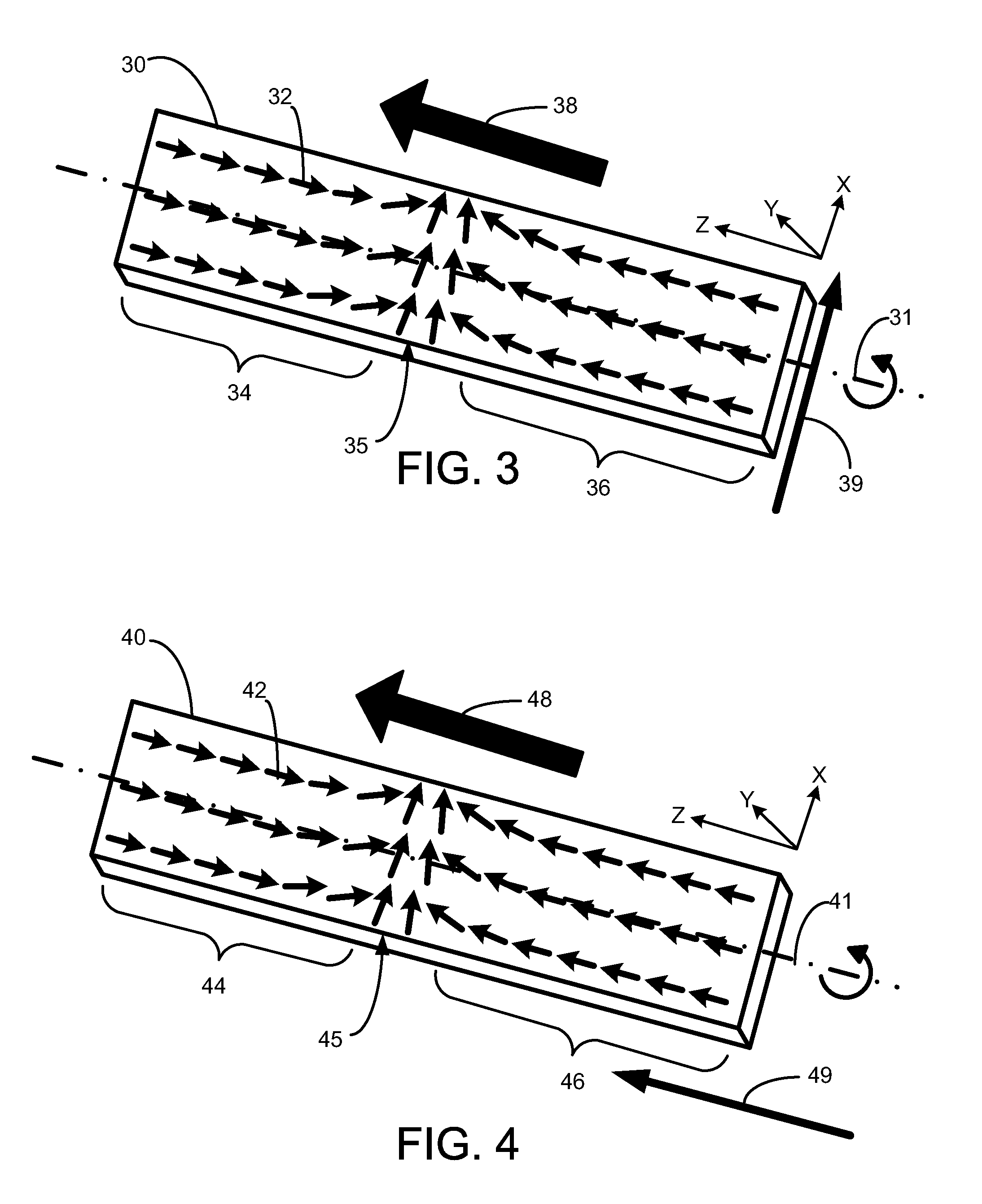 Domain wall movement on magnetic strip tracks