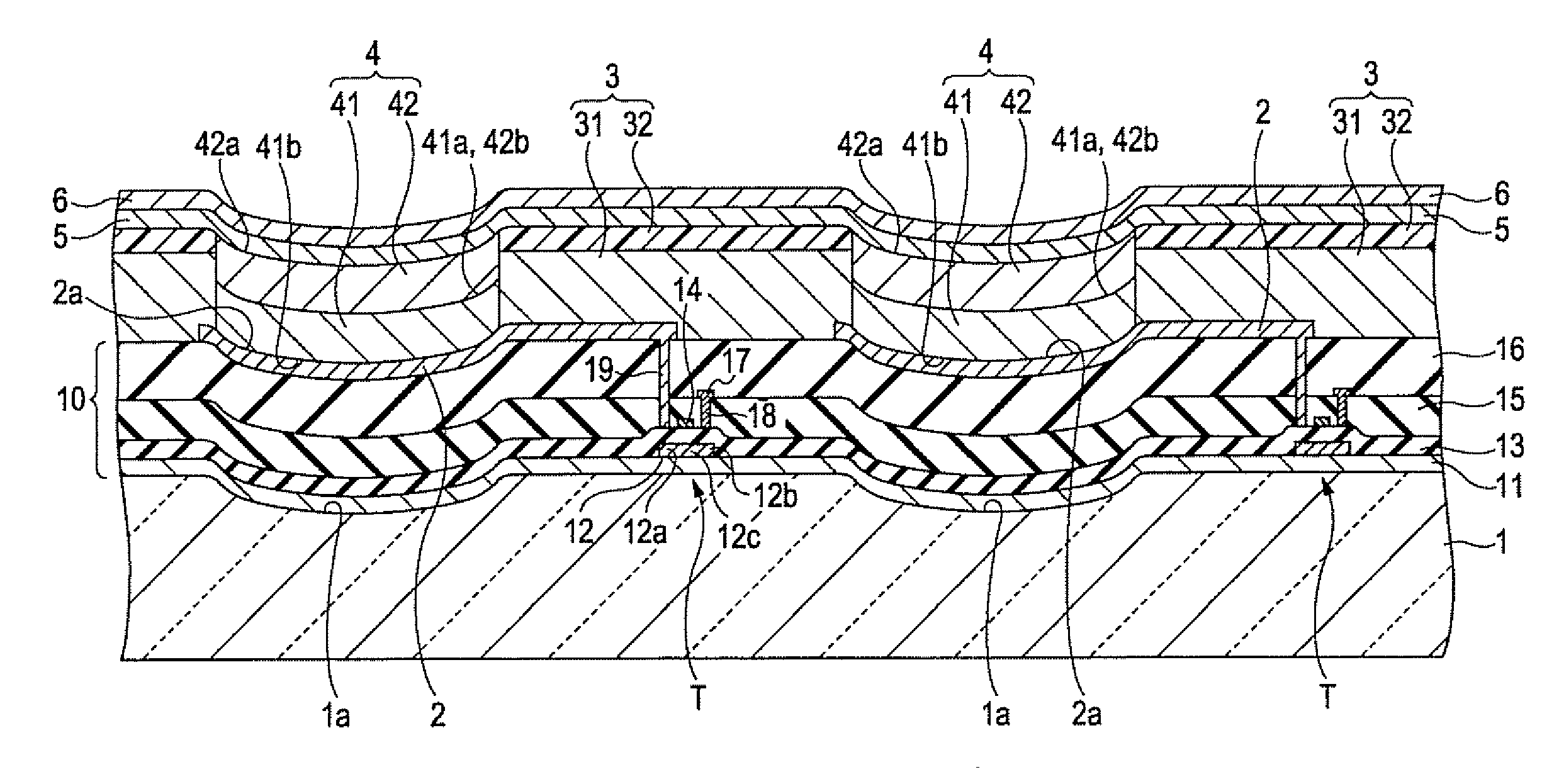 Electroluminescent device, method of manufacturing the device, electronic device, thin-film structure, and method of forming thin film