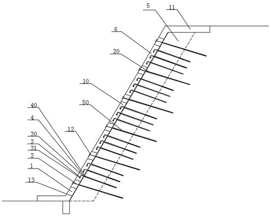 A slope support mechanism and its construction method