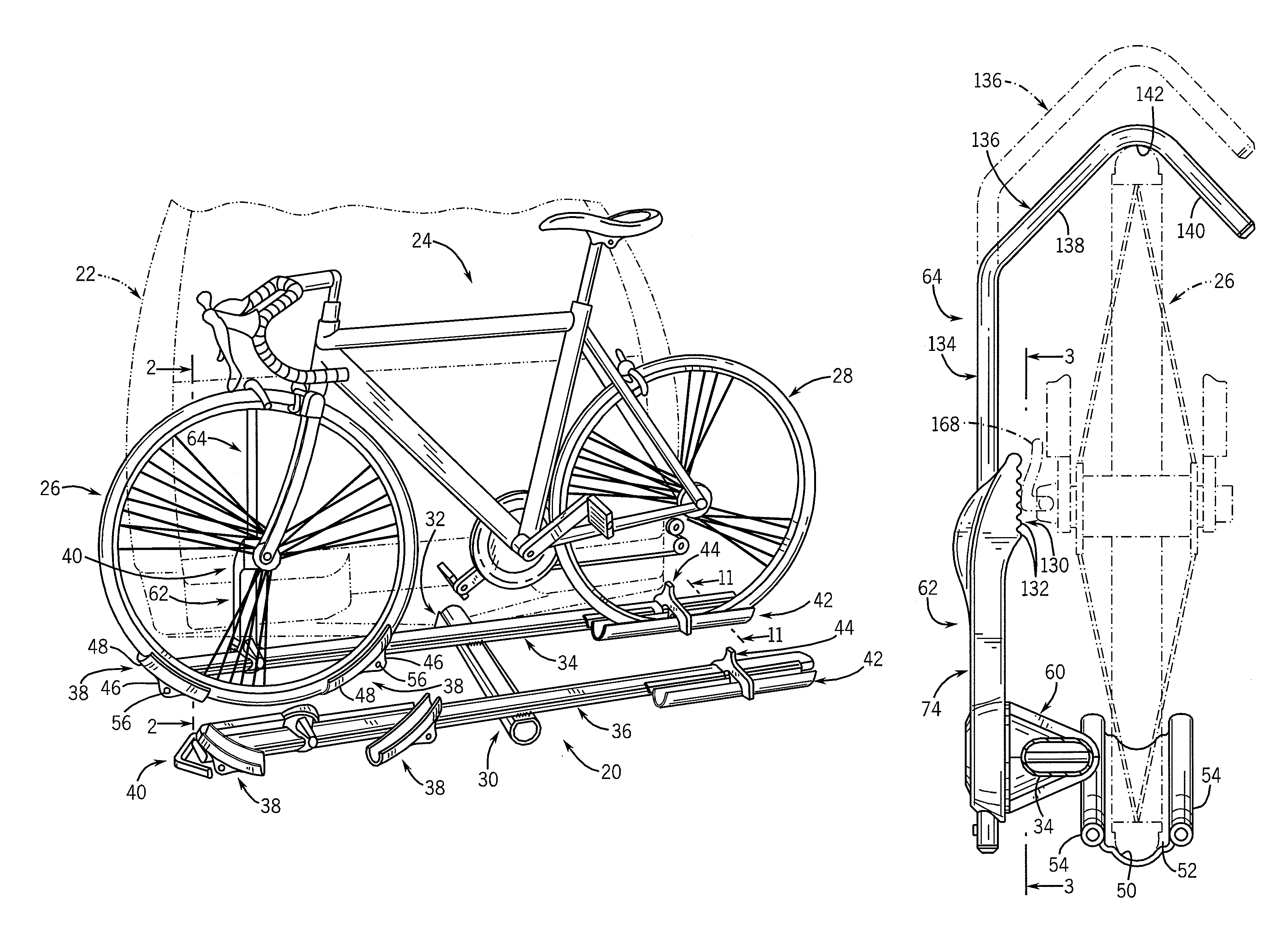 Pivoting support arrangement for maintaining a bicycle wheel in an upright position