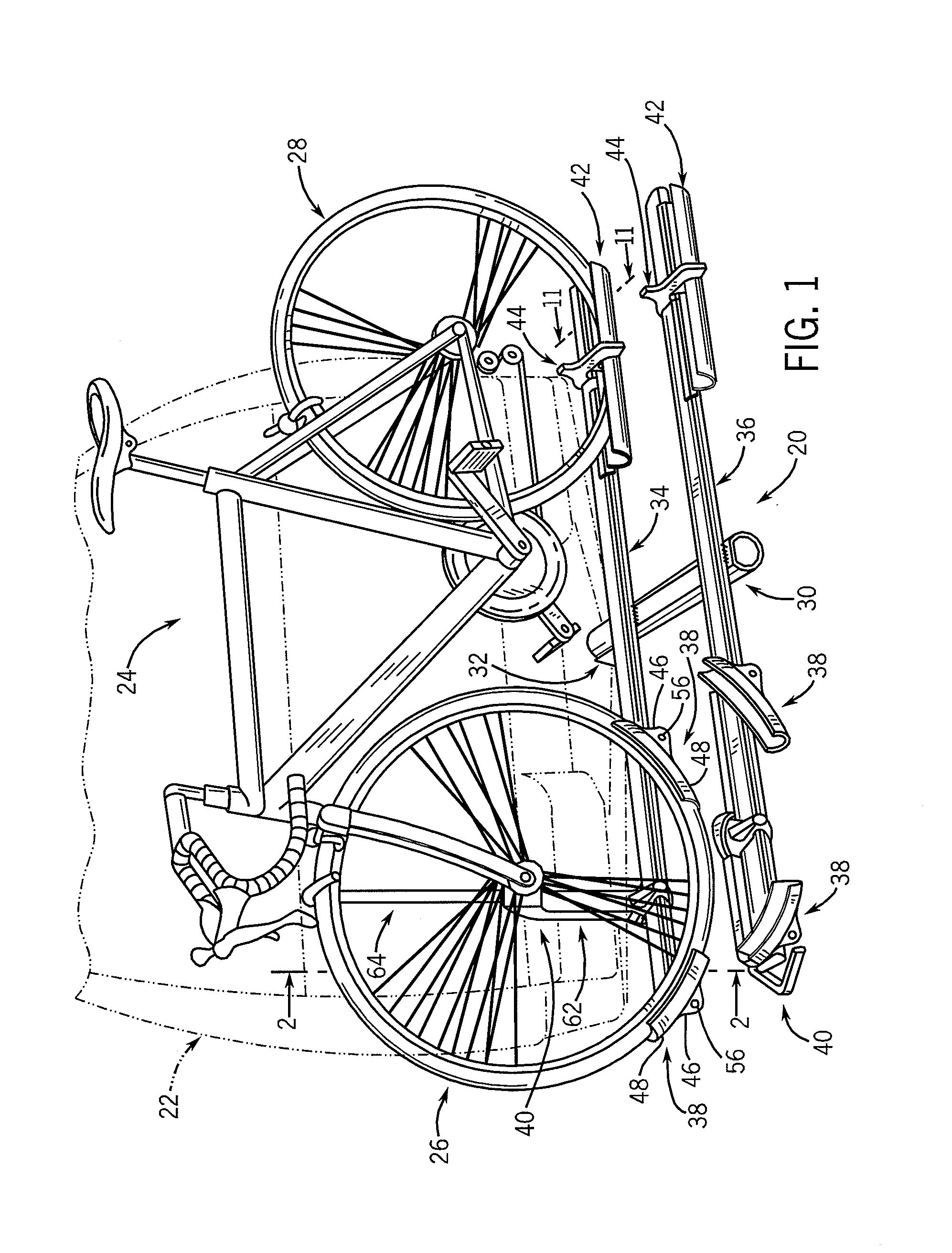 Pivoting support arrangement for maintaining a bicycle wheel in an upright position