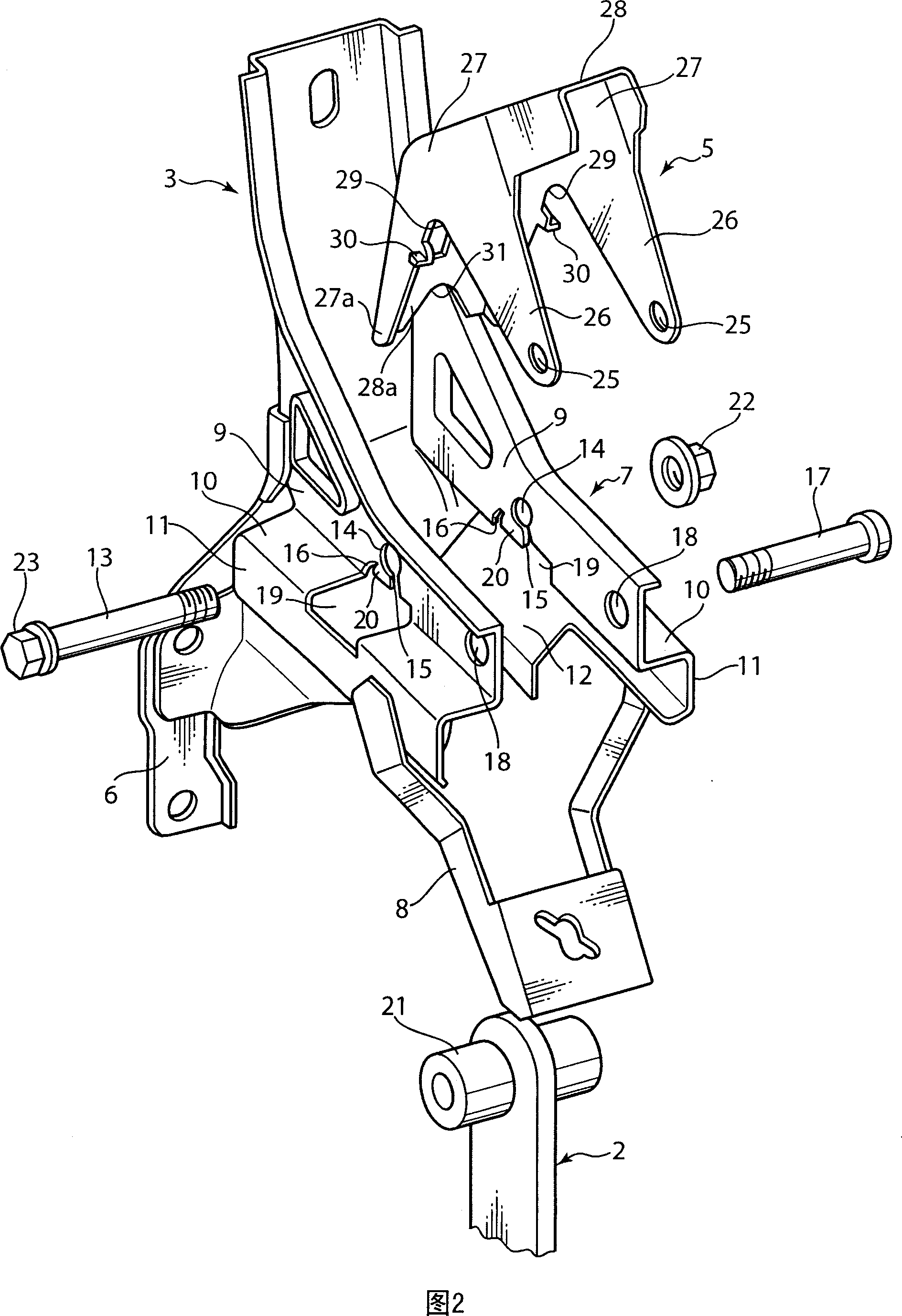 Support structure for control pedal