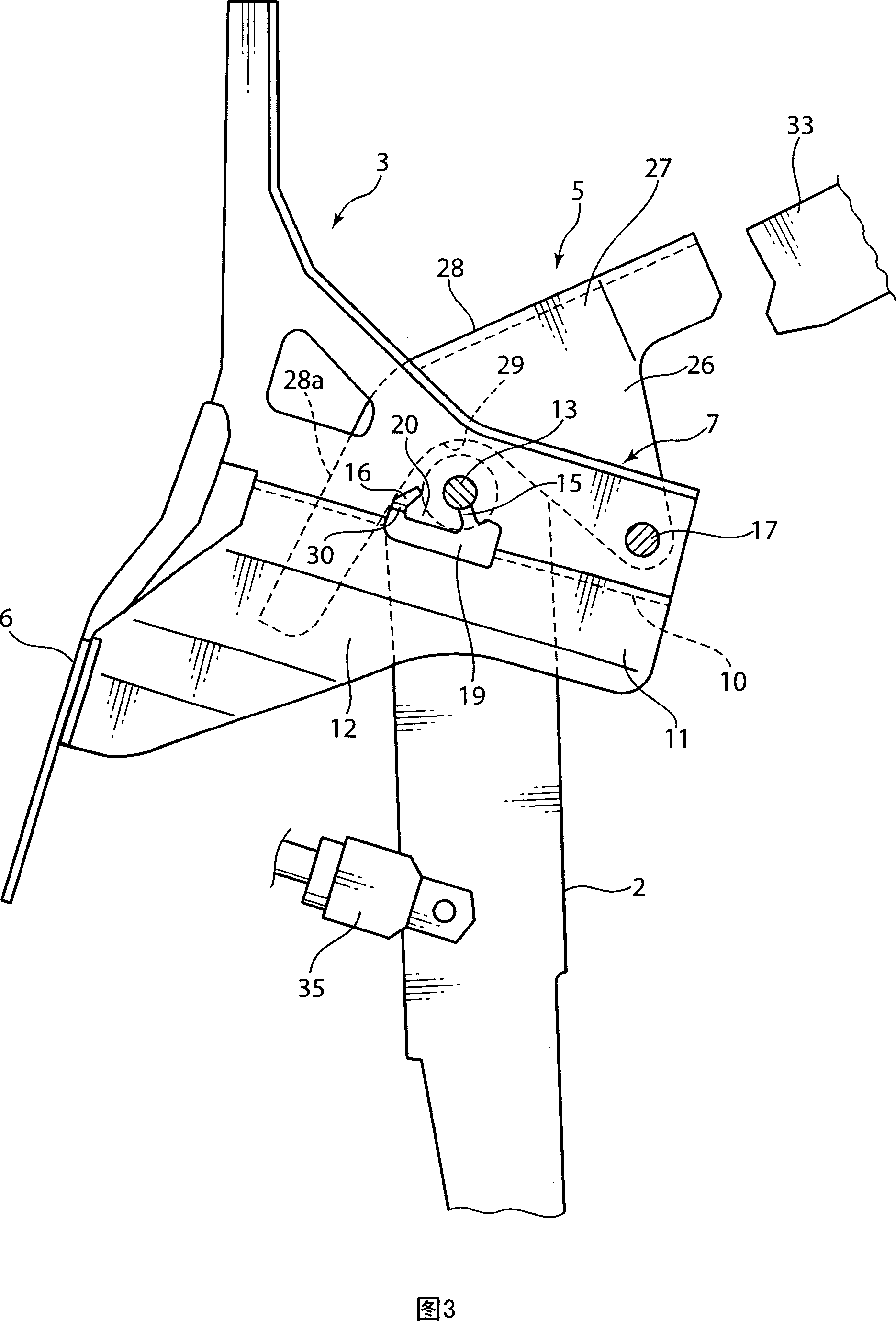 Support structure for control pedal