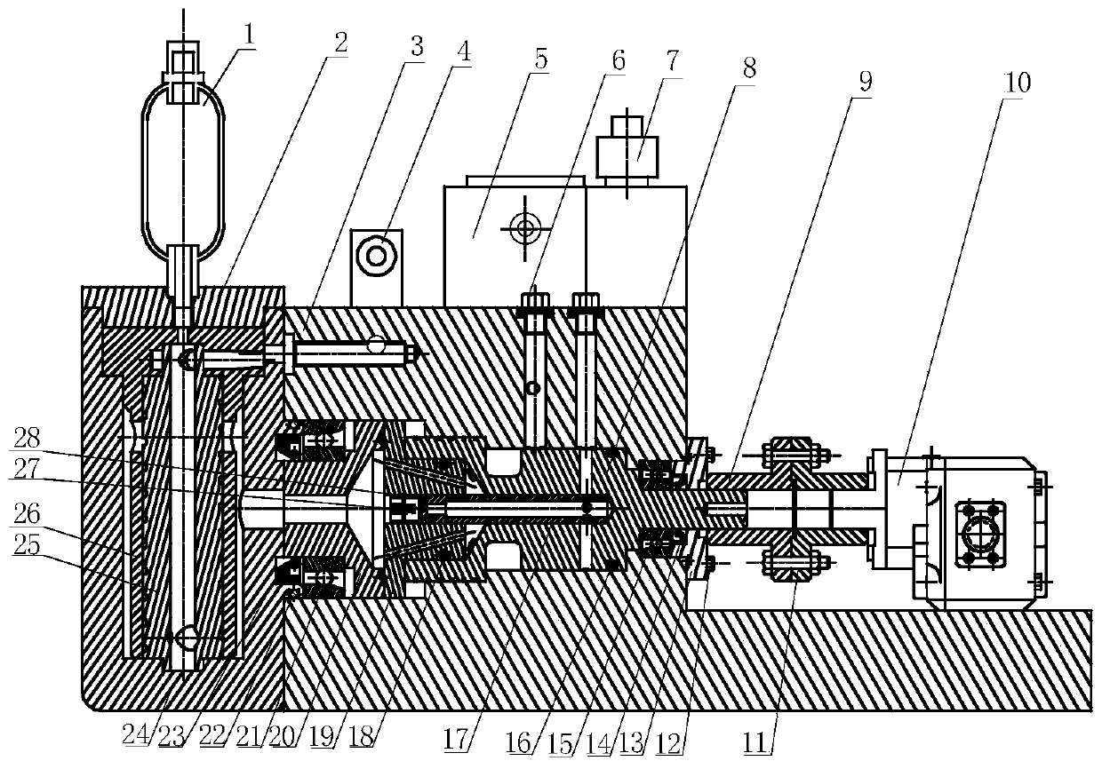 Digital switching type inertial hydraulic converter and working method thereof