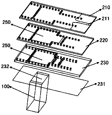 Micro-strip-to-waveguide vertical transition structure achieved through multi-layer step type substrate integration waveguide