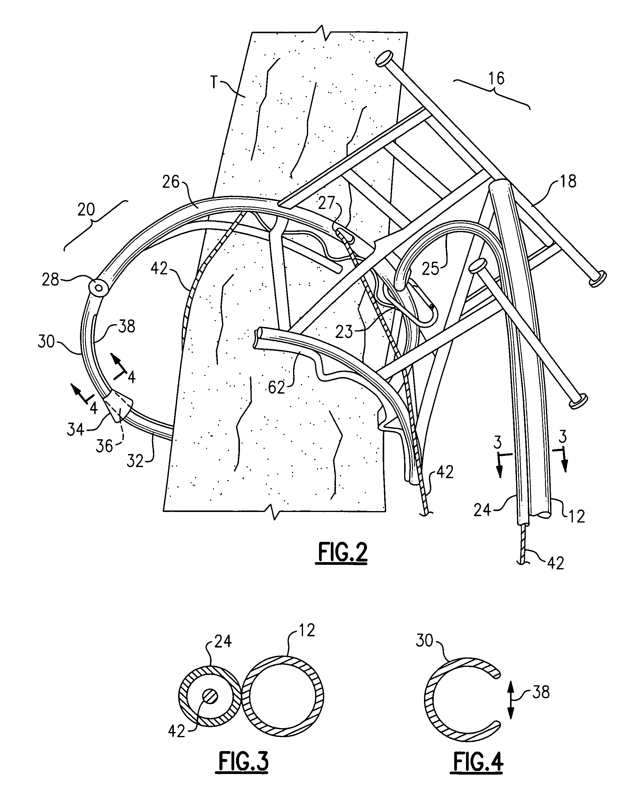 Suspended anchored climbing device with safety features