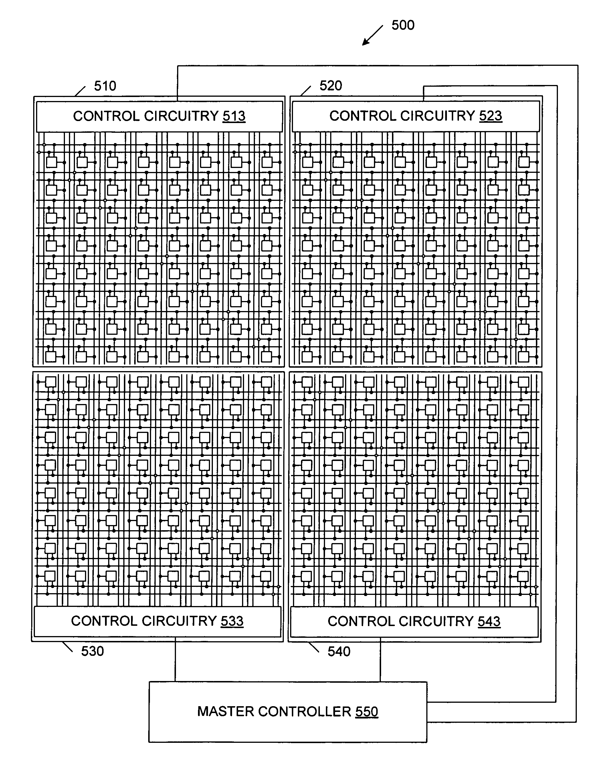 Horizontal row drivers for CMOS image sensor with tiling on three edges