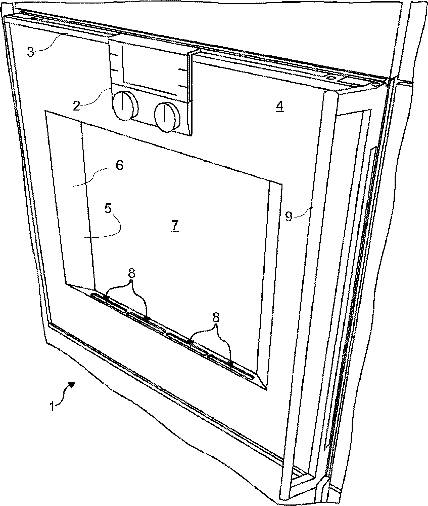 Domestic appliance door and pertaining operational module