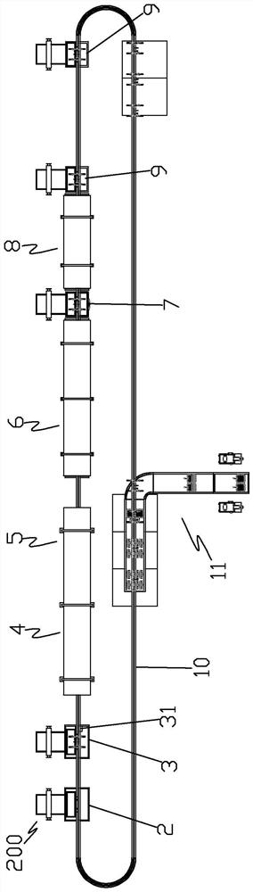 Production line and process for hardware support coating