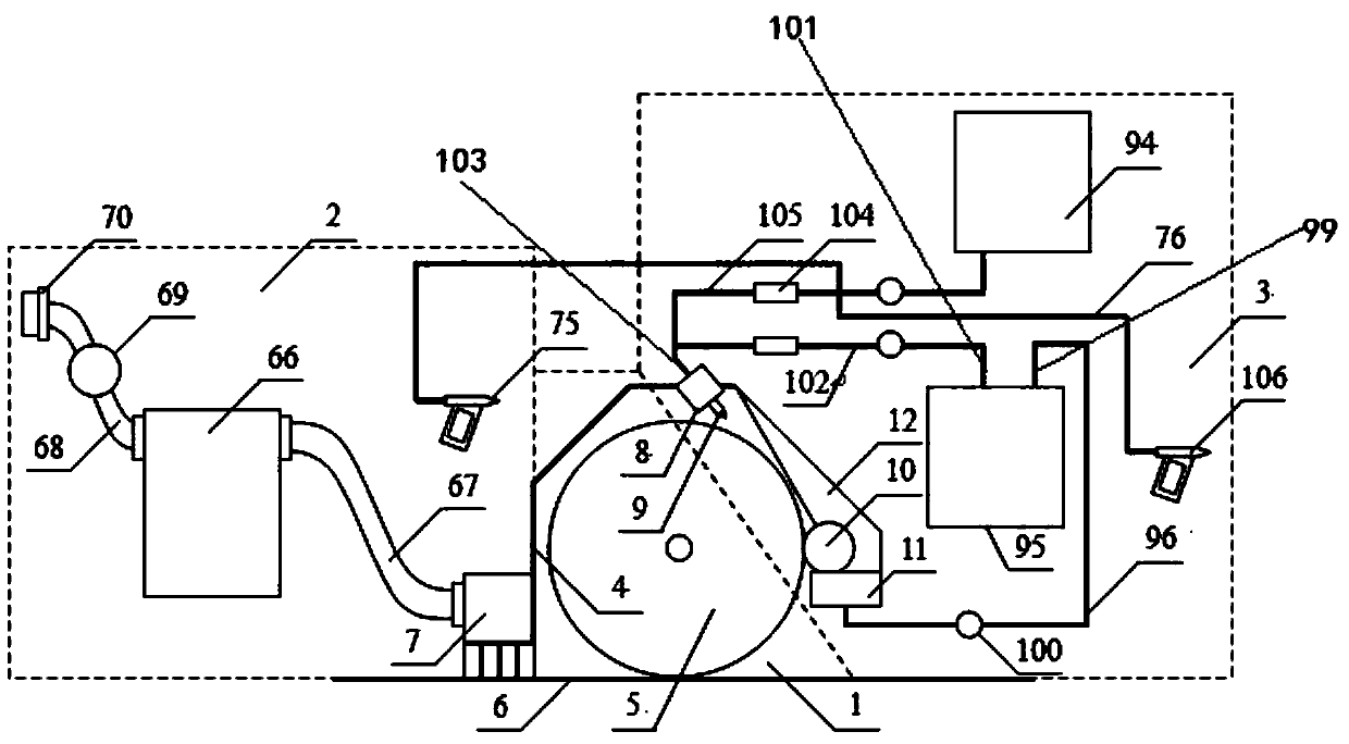 Suction type road surface cleaning device for sanitation vehicles