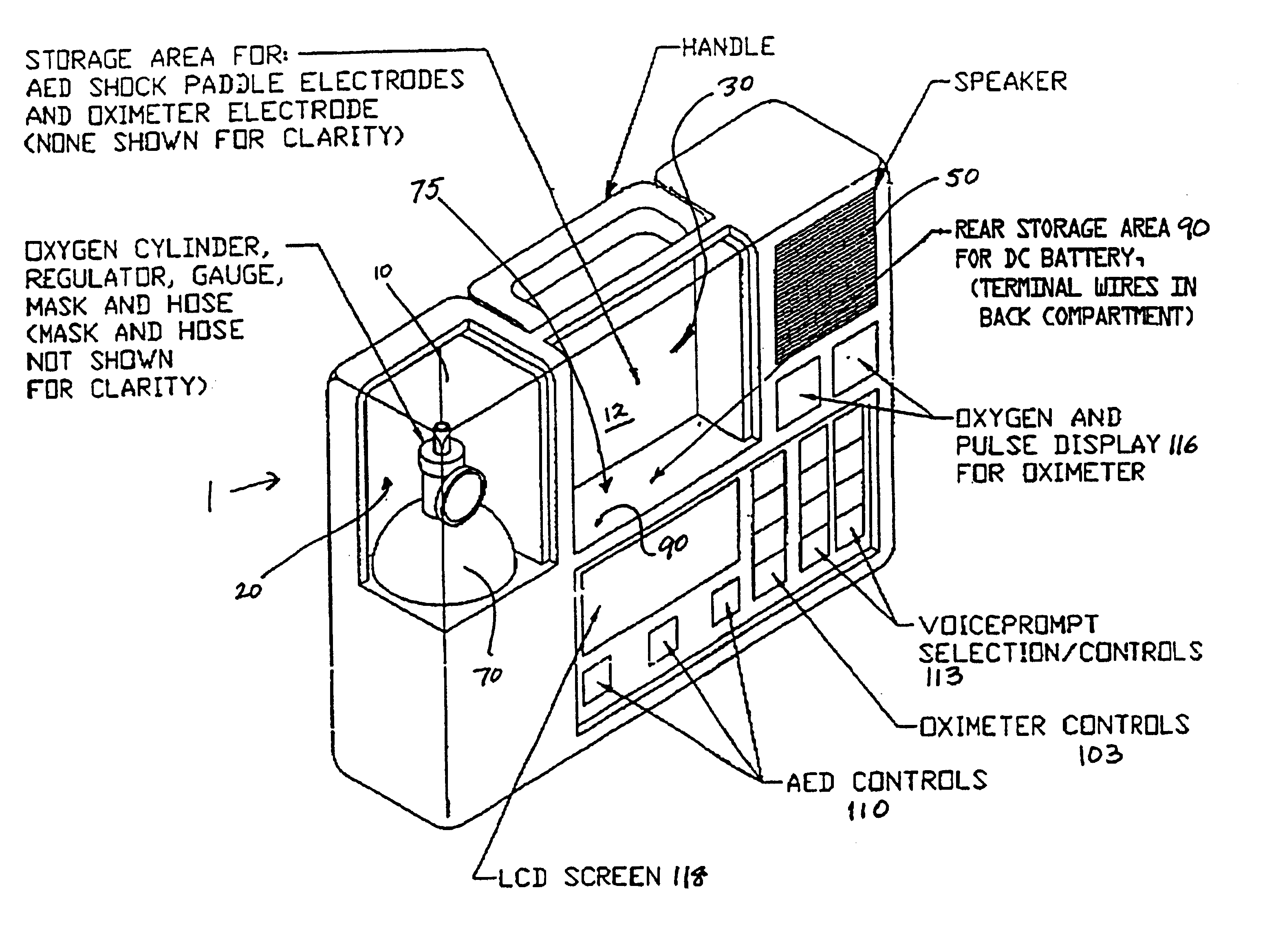 Portable emergency oxygen and automatic external defibrillator (AED) therapy system