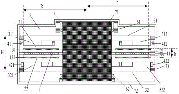 Magnetic suspension flywheel battery for sandwich-type electric car and work method thereof