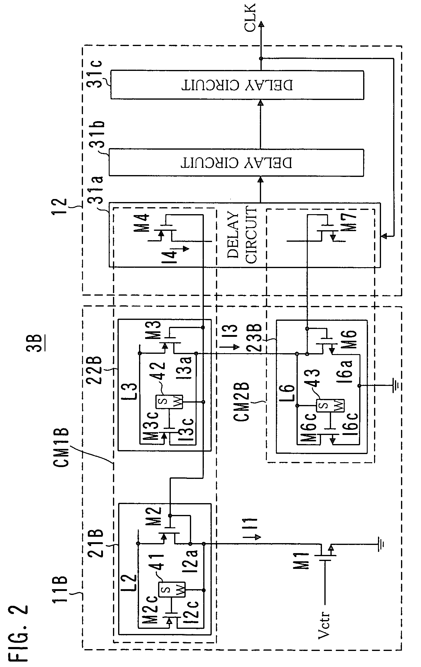 Voltage controlled oscillator circuit with different sized shunt transistors