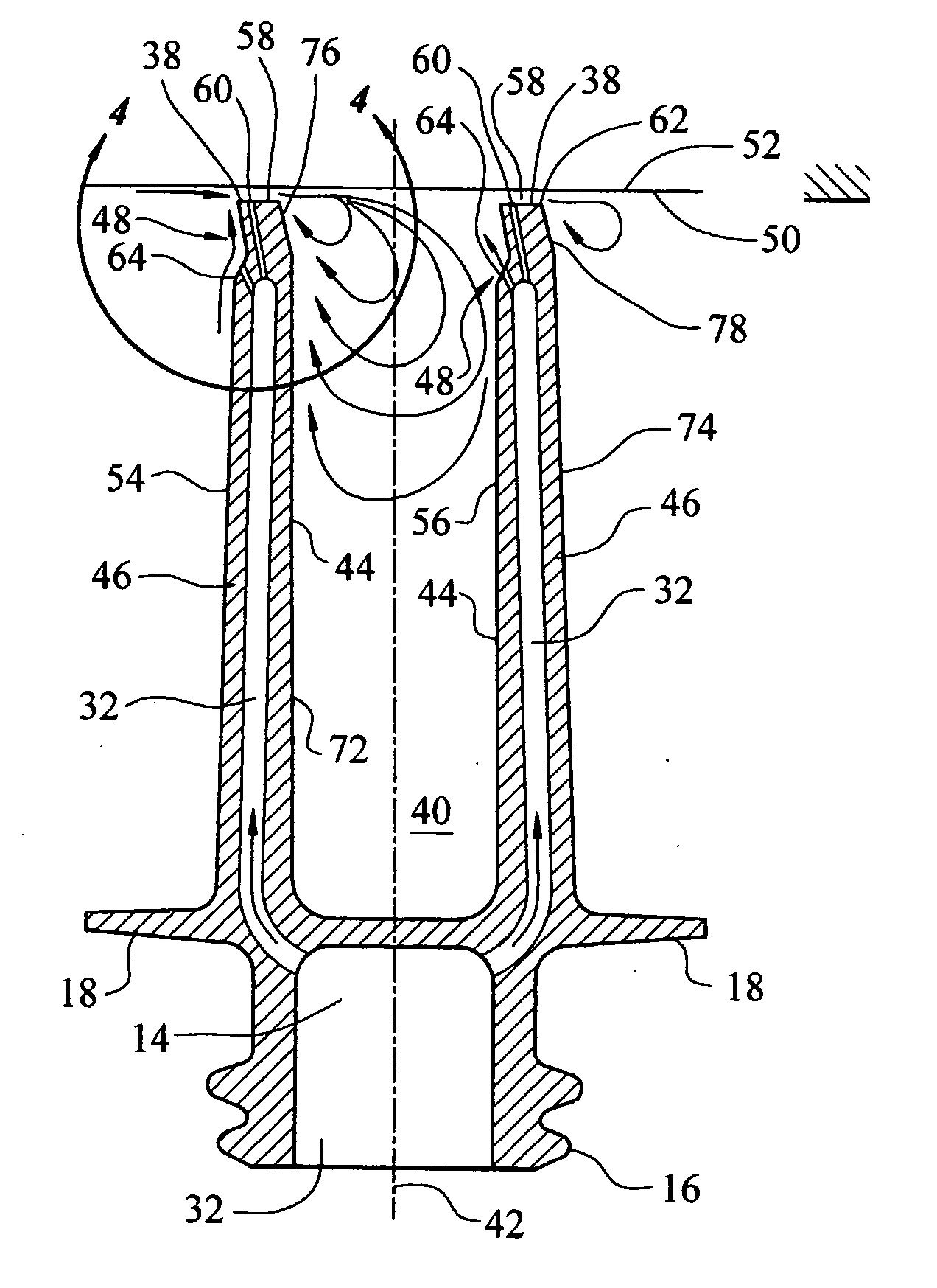 Cooling system for a tip of a turbine blade