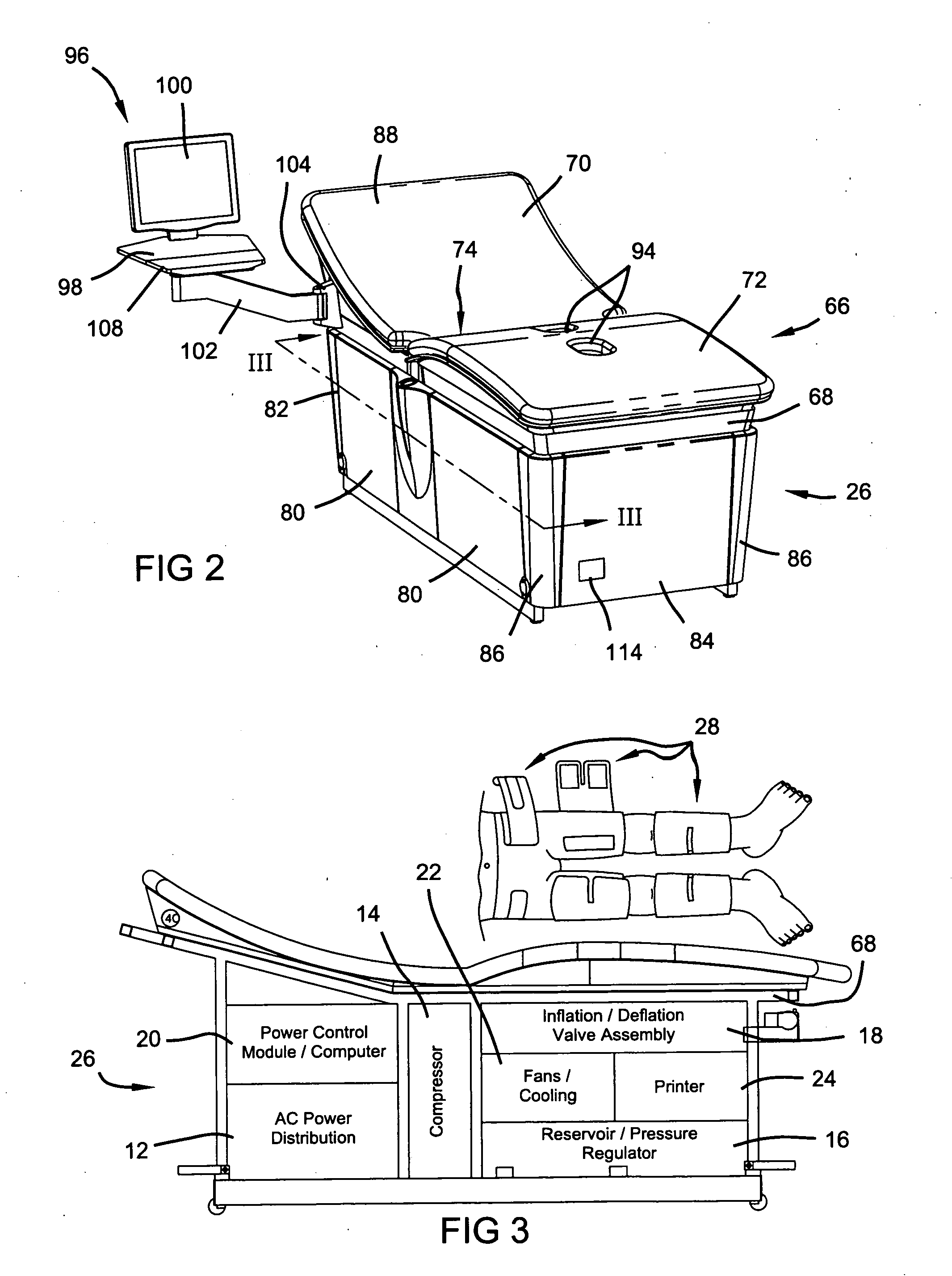External counterpulsation device having a curvilinear bed