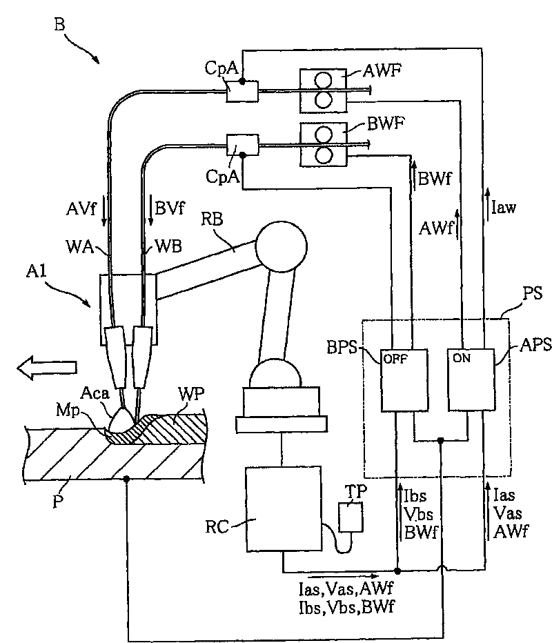 A two-wire welding gun and a two-wire welding device using the same
