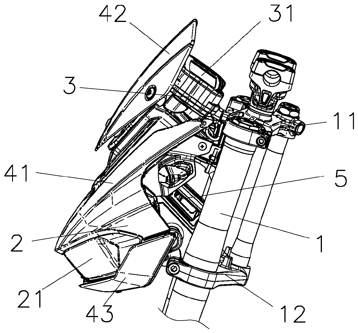 Motorcycle head mounting structure