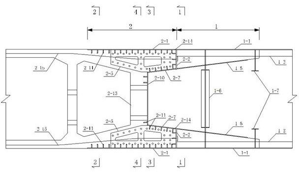 Rear plate type steel-concrete combined section with semi-open grid chamber