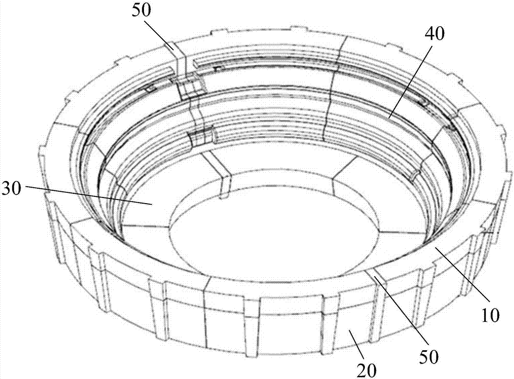 Overlapped-type casting method of large-size annular steel casting