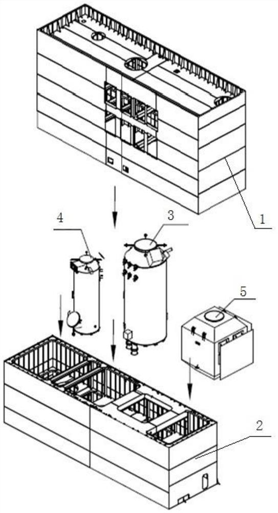 Container ship washing tower subsection dividing and installing method