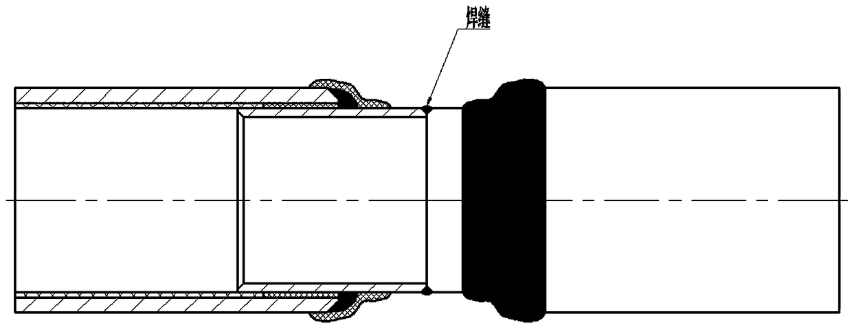 A preparation method of plastic-lined steel pipe adopting welding connection