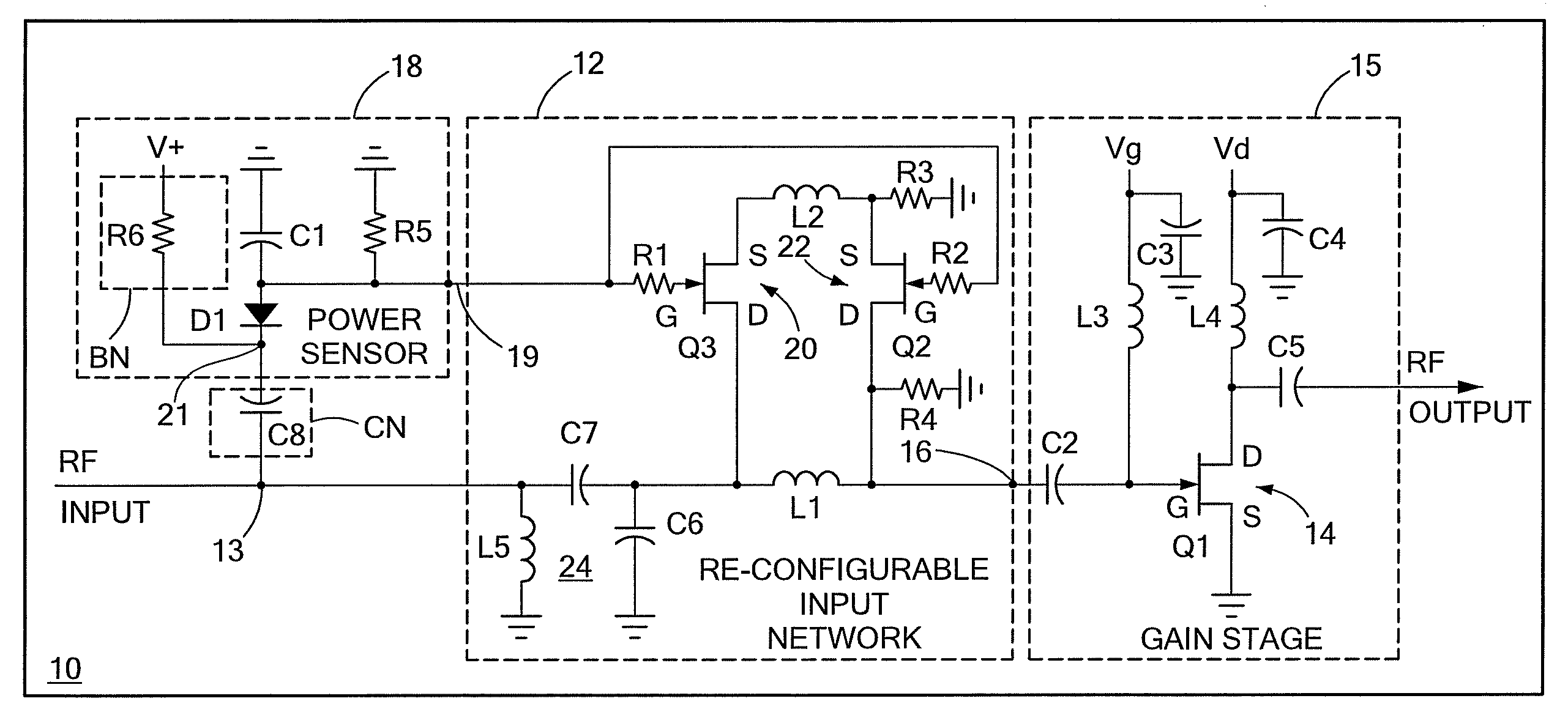 Input circuitry for transistor power amplifier and method for designing such circuitry