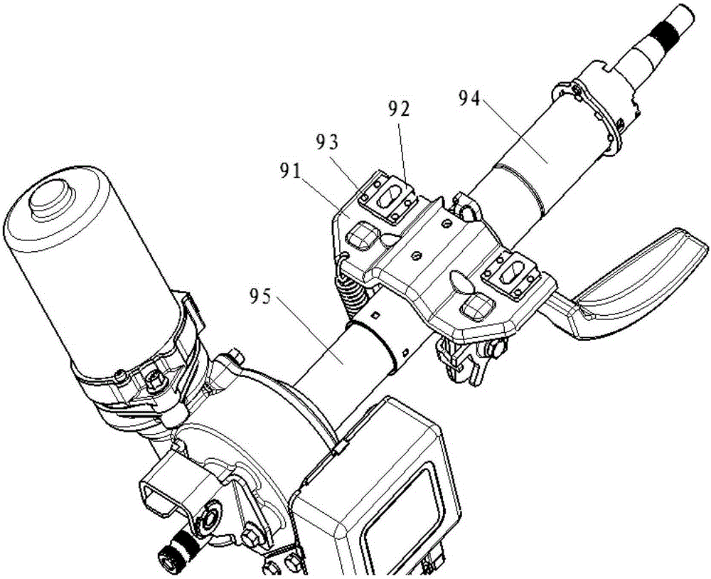 An automobile steering column collapse energy-absorbing structure