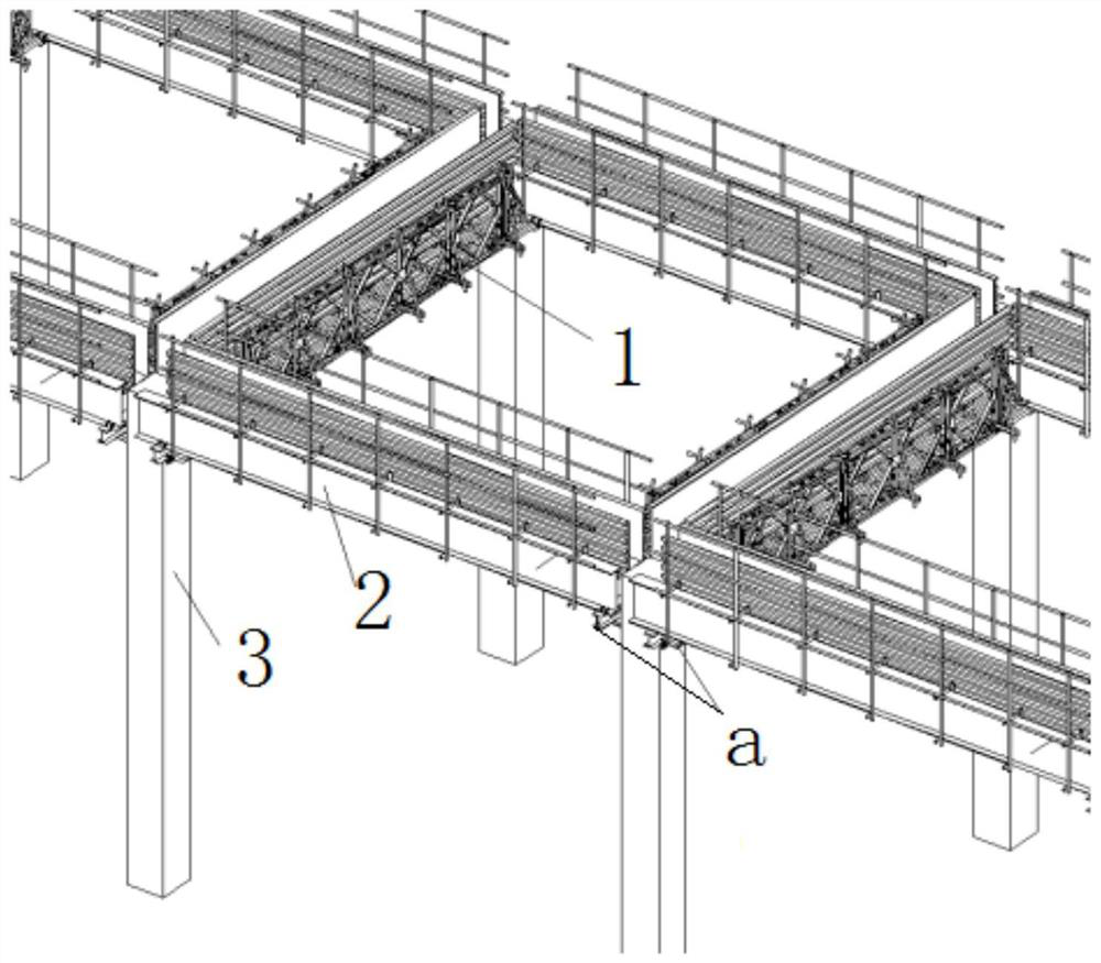 Novel combined type high and large formwork steel platform