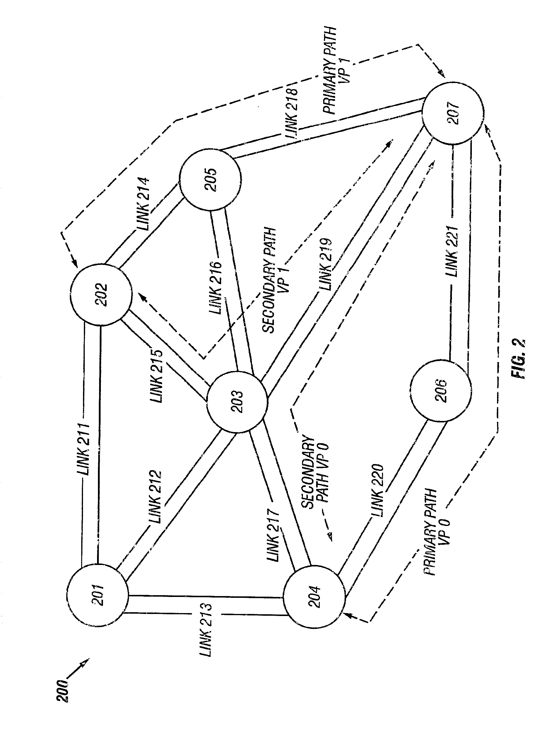 Method for restoring a virtual path in an optical network using 1:N protection