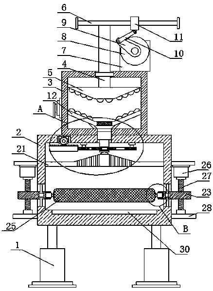 Raw material grinding device for magnet production