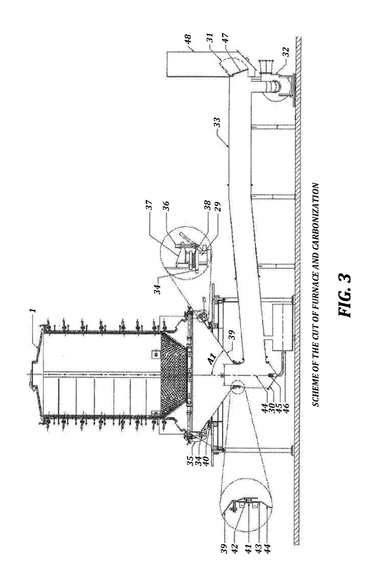 Industrial process using a forced-exhaust metal furnace and mechanisms developed for simultaneously producing coal, fuel gas, pyroligneous extract and tar