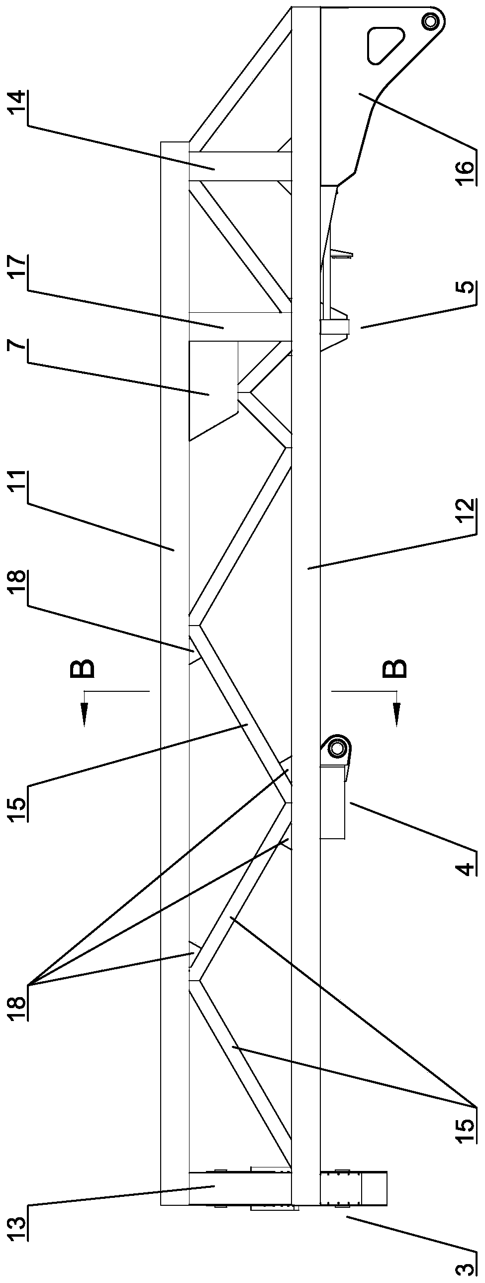 A vertical arm of a truss type missile