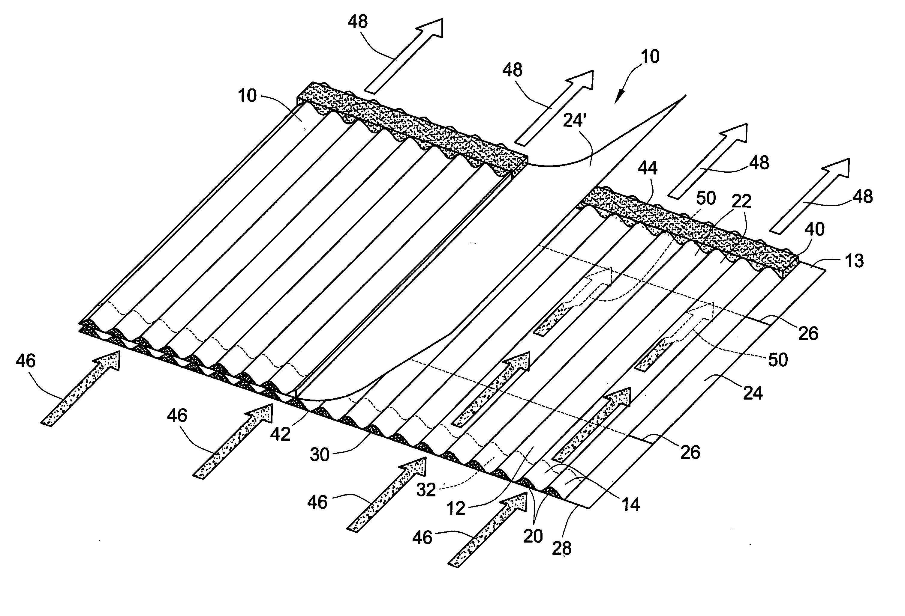 Gathered filter media for an air filter and method of making same