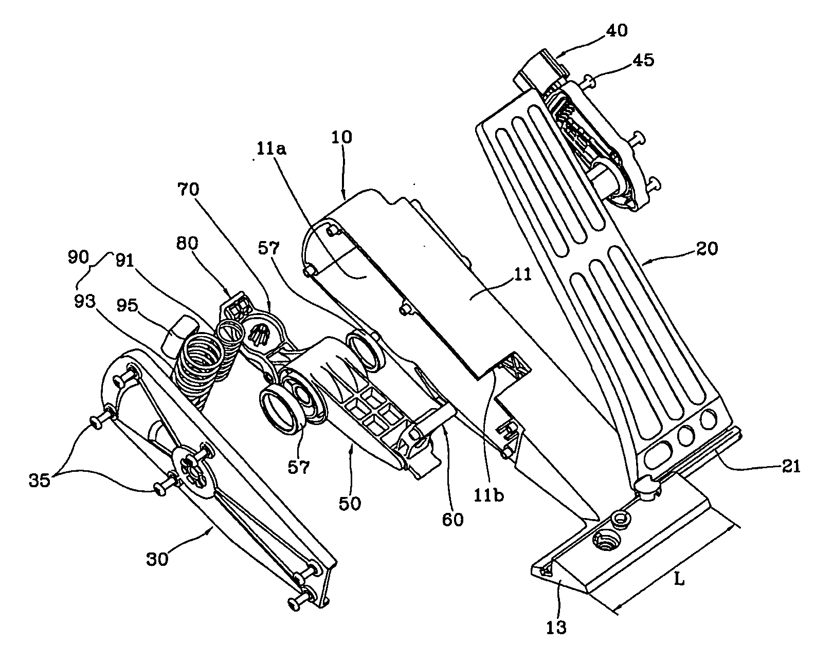 Electronic organ type accelarator pedal