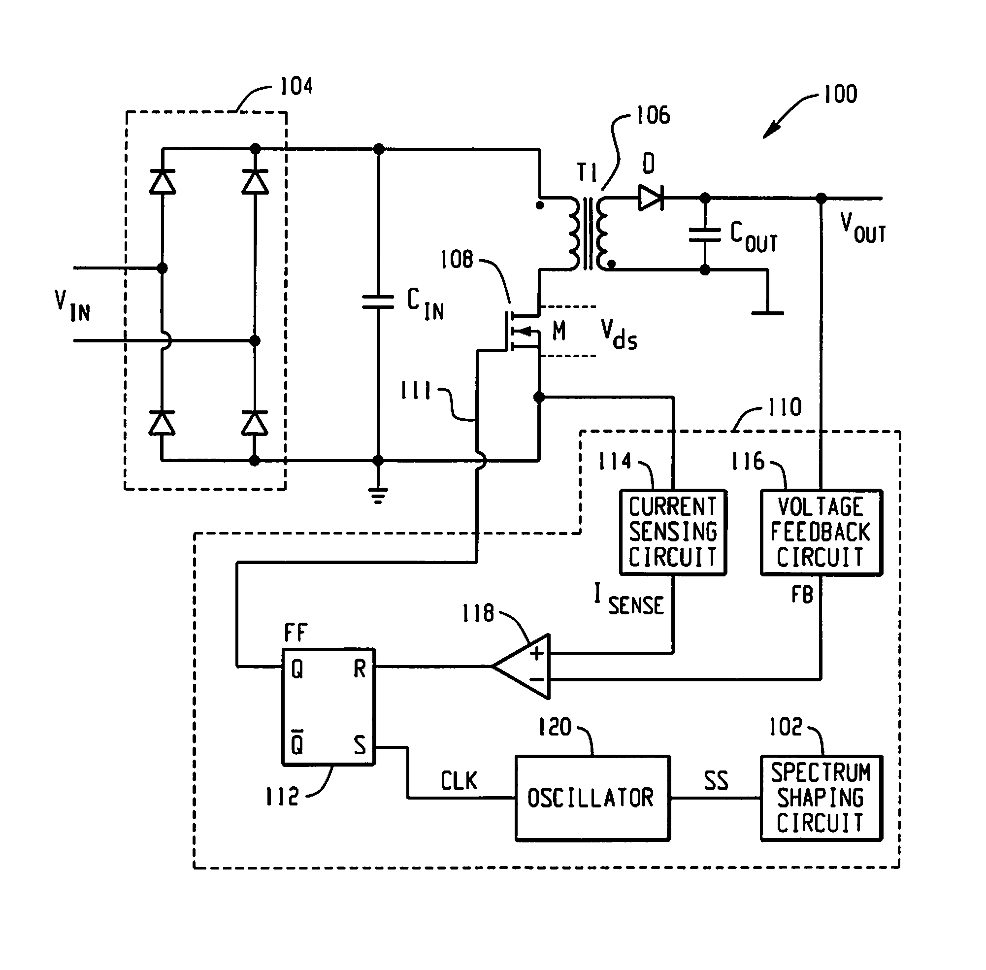 Switching mode power supply with a spectrum shaping circuit