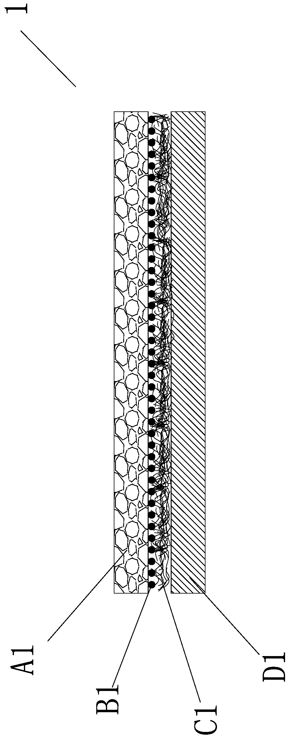 A composite absorbent coil containing a foaming material