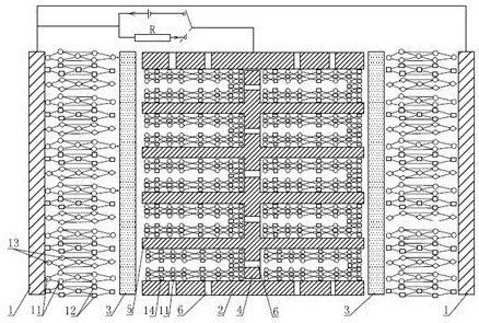 High-capacity fast charging battery with infiltrating grid type electrode