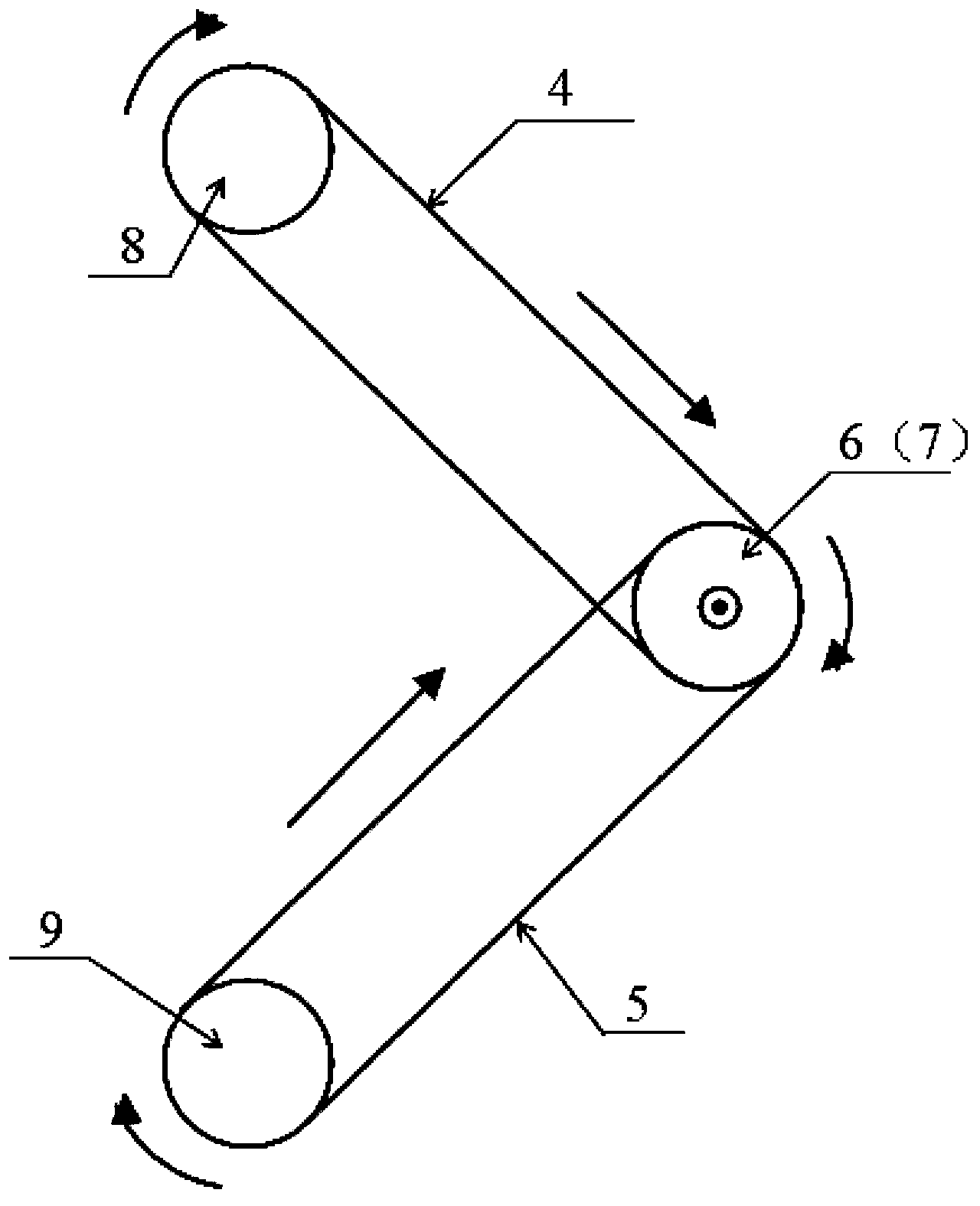 Escalator based on a potential energy transformation single drive mechanism