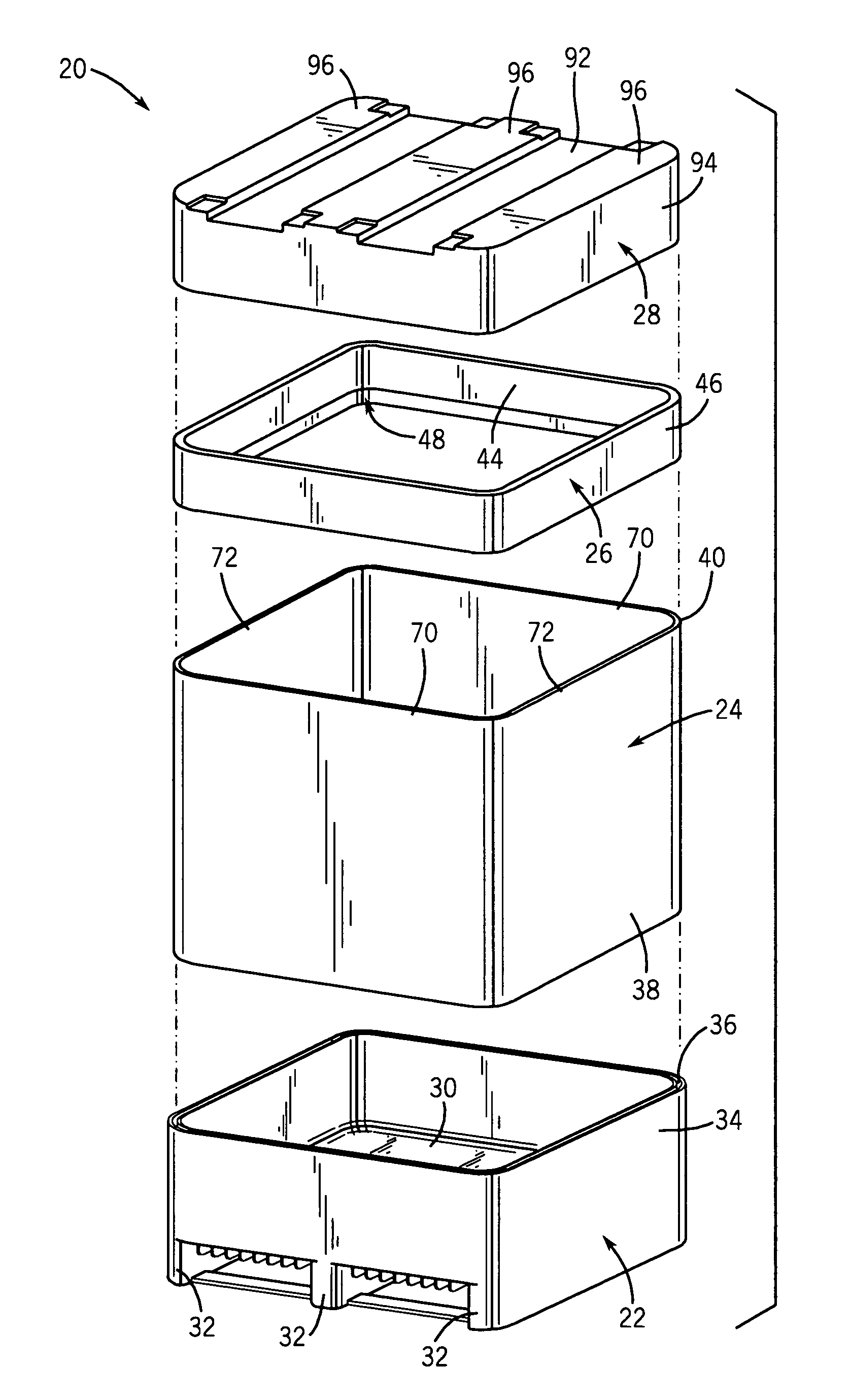 Bulk container with cap and pallet base