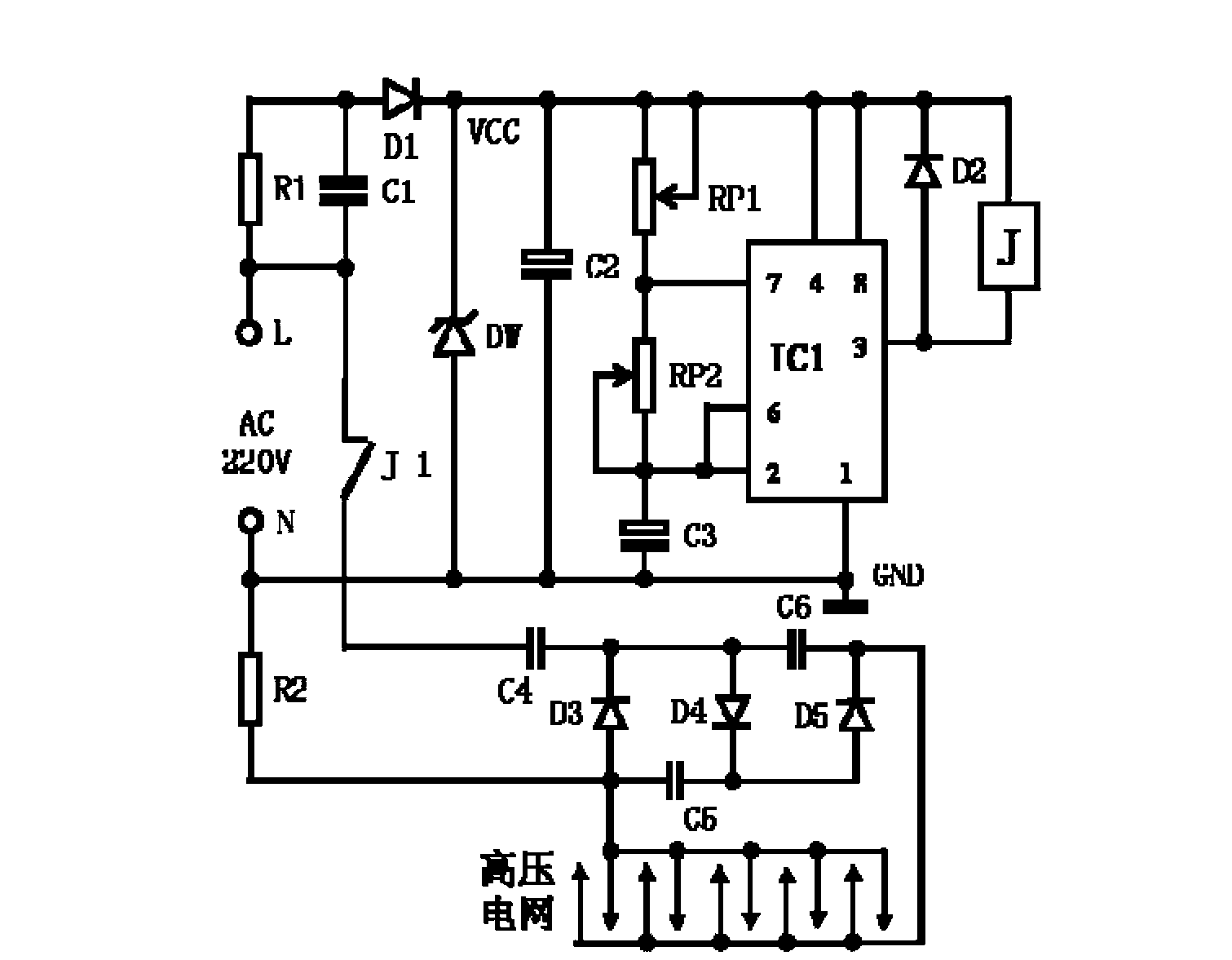 Electronic type high-voltage grid fly-killing device