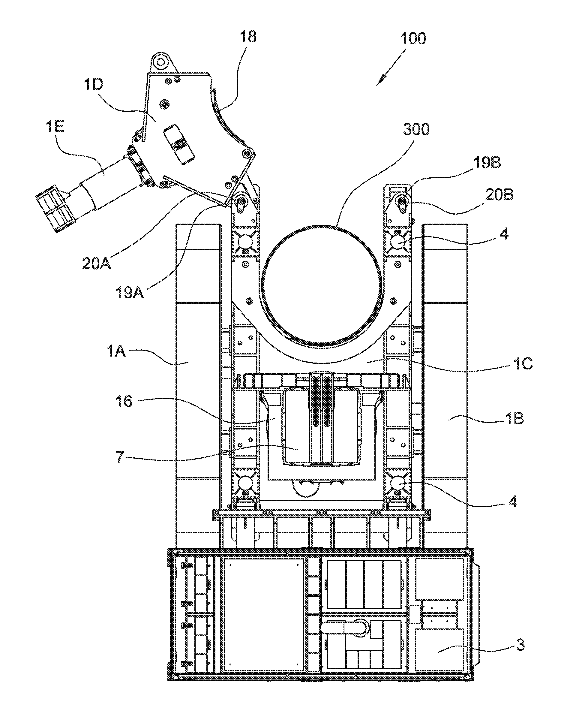 Device for deep driving of tubes having a large diameter